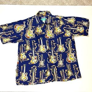 Reyn Spooner Hawaiian Shirt-  Guitar Print - Size Large